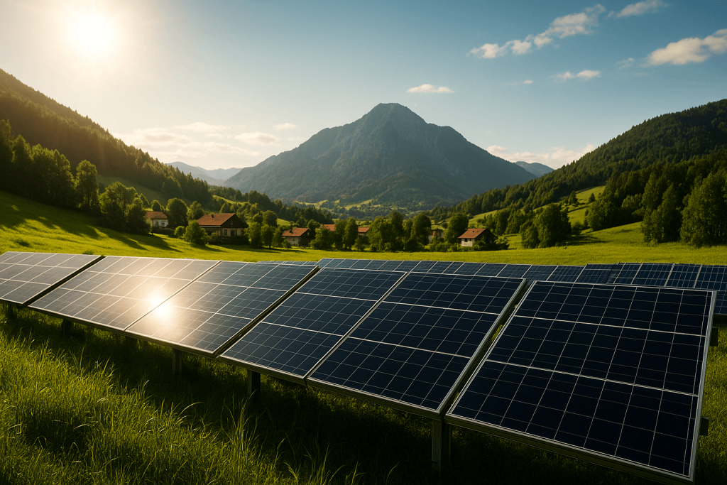 Solarmodule in den Bergen von Österreich